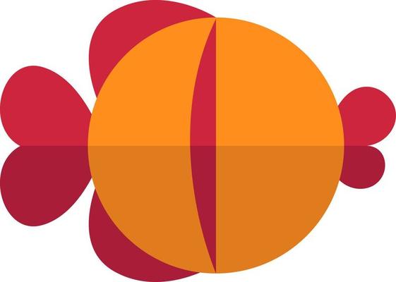 Orange fish with red fins, illustration, vector on white background.