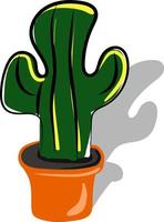 Cactus in pot, illustration, vector on white background.