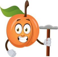 Apricot with hammer, illustration, vector on white background.