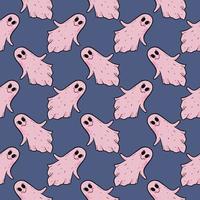 Stupid ghost,seamless pattern on purple background. vector