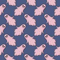 Stupid ghost,seamless pattern on purple background. vector