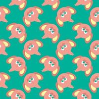 Sad elephant ,seamless pattern on dark green background. vector