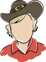 , illustration, vector on whiteCowboy with hat, illustration, vector on white background. background.