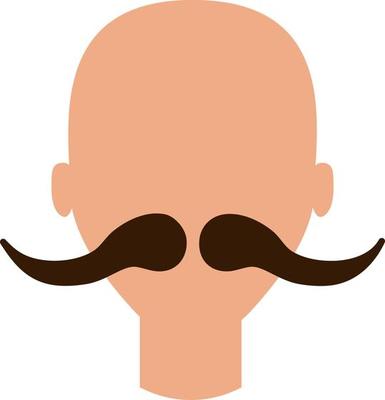 Man with wave mustaches, illustration, vector, on a white background.