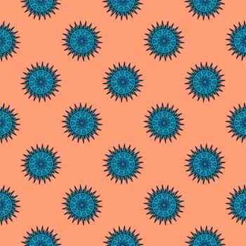 virus constructivo, patrón sin costuras sobre fondo naranja. vector