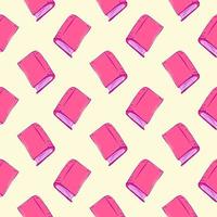 Pink books , seamless pattern on a light yellow background. vector