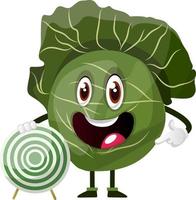 Cabbage with target board, illustration, vector on white background.