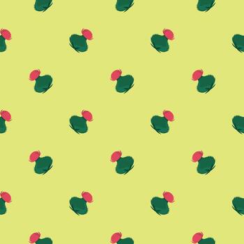 The smallest cactus in the garden,seamless pattern on light beige background. vector