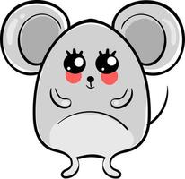 Grey mouse, illustration, vector on a white background.