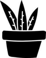 Three spiked cactuses in a black pot, illustration, vector on white background.