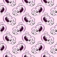 Pig head,seamless pattern on light pink background. vector