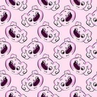 Pig head,seamless pattern on light pink background. vector