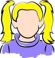 Girl with blonde hair, illustration, vector on white background
