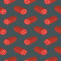 Delicious sausage ,seamless pattern on dark grey background. vector