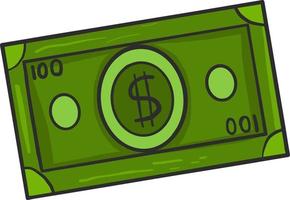 Dollar bill, illustration, vector on white background.