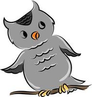 Gray owl, illustration, vector on white background.