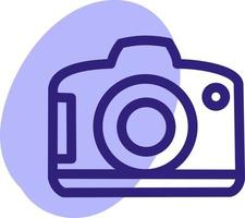 Compact purple camera, illustration, vector on a white background.