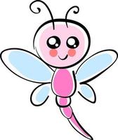 Cute dragonfly, illustration, vector on white background.