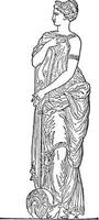 Nymph Sculpture is in Greek mythology, vintage engraving. vector