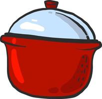 Red saucepan, illustration, vector on white background