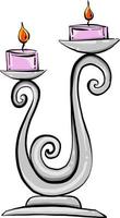 Candlestick with candles, illustration, vector on white background.