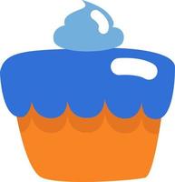 Sweet cake with blue icing, illustration, vector on a white background.