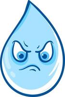 Angry water drop, illustration, vector on a white background.