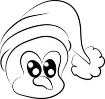 Pingüino con sombrero, ilustración, vector sobre fondo blanco.