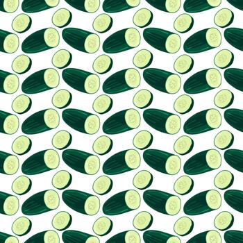 Cucumber pattern, illustration, vector on white background