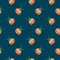 Delicious sandwich,seamless pattern on dark blue background. vector