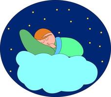 Sleep in the clouds, illustration, vector on white background.