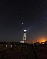 Lighthouse at Pacific Ocean in California photo