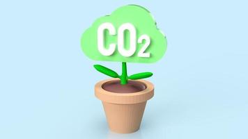 The co2 cloud tree for eco or ecology concept 3d rendering photo