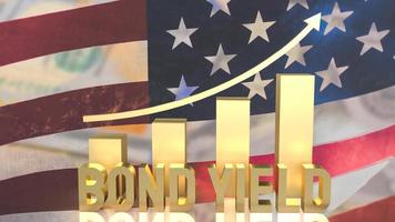 The gold bond yield text and chart on Usa flag background 3d rendering photo