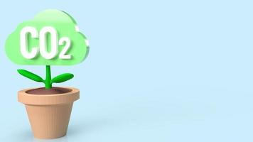 el árbol de nubes de co2 para el concepto ecológico o ecológico de renderizado 3d foto