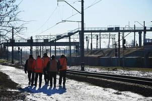 equipo de trabajadores ferroviarios foto