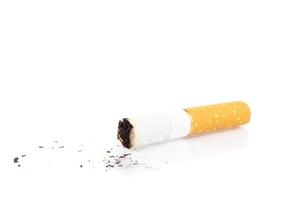 cigarette butt on white background photo