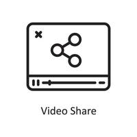 video compartido vector contorno icono diseño ilustración. símbolo de computación en la nube en el archivo eps 10 de fondo blanco