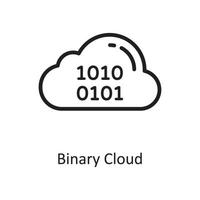 ilustración de diseño de icono de contorno de vector de nube binaria. símbolo de computación en la nube en el archivo eps 10 de fondo blanco