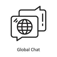 Global Chat Vector Outline Icon Design illustration. Cloud Computing Symbol on White background EPS 10 File