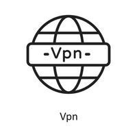 vpn vector contorno icono diseño ilustración. símbolo de computación en la nube en el archivo eps 10 de fondo blanco