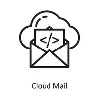 Cloud Mail Vector Outline Icon Design illustration. Cloud Computing Symbol on White background EPS 10 File