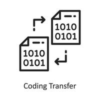 Coding Transfer Vector Outline Icon Design illustration. Cloud Computing Symbol on White background EPS 10 File