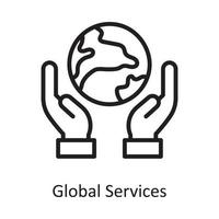 Global Services Vector Outline Icon Design illustration. Cloud Computing Symbol on White background EPS 10 File