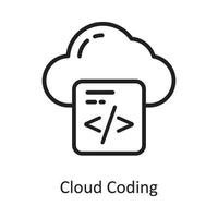 Cloud Coding Vector Outline Icon Design illustration. Cloud Computing Symbol on White background EPS 10 File