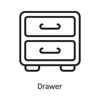 Ilustración de diseño de icono de contorno de vector de cajón. símbolo de computación en la nube en el archivo eps 10 de fondo blanco