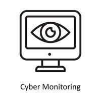 Cyber Monitoring Vector Outline Icon Design illustration. Cloud Computing Symbol on White background EPS 10 File