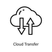 ilustración de diseño de icono de esquema de vector de transferencia de nube. símbolo de computación en la nube en el archivo eps 10 de fondo blanco