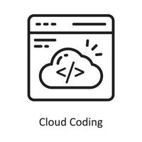 Cloud Coding Vector Outline Icon Design illustration. Cloud Computing Symbol on White background EPS 10 File