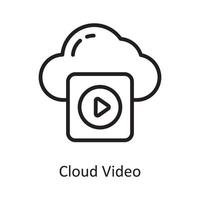 Cloud Video Vector Outline Icon Design illustration. Cloud Computing Symbol on White background EPS 10 File